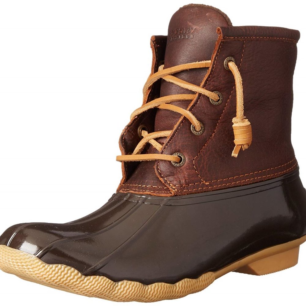 Brown/Brown Sperry duck boots salt water rainboots